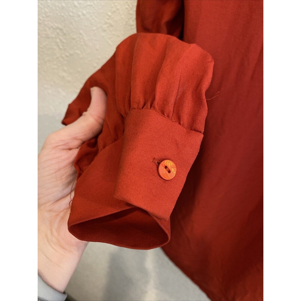 L’agence Silk Placket Button Up Blouse Rust Red S… - image 5